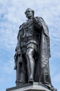 Albert, Prince of Saxony, Coburg and Gotha, statue, memorial, marketplace, Coburg, Upper Franconia,