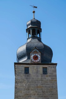 Jewish Gate, tower, detail, Coburg, Upper Franconia, Franconia, Bavaria, Germany
