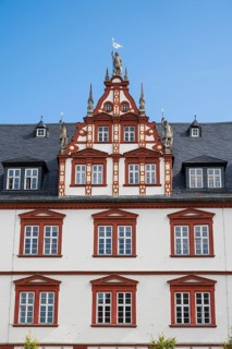 Town house on the market square, late Renaissance, detail, Coburg, Upper Franconia, Franconia,