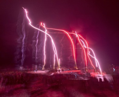 Baltic Sea in flames at Grömitz pier, fireworks, highlight of the season, end of the season, beach,