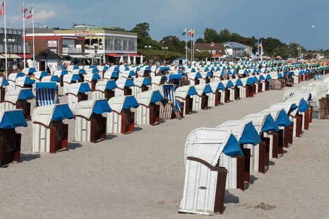 End of season, off-season, beach with beach chairs, Grömitz, Baltic Sea, Schleswig-Holstein,