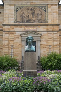 Wahnfried House, Richard Wagner Museum, in front of Ludwig II, Bust, Bayreuth, Upper Franconia,