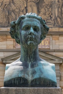 Wahnfried House, Richard Wagner Museum, in front of Ludwig II, Bust, Bayreuth, Upper Franconia,