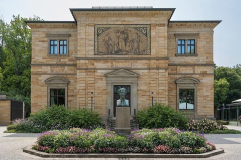 Wahnfried House, Richard Wagner Museum, in front of Ludwig II, Bust, Bayreuth, Upper Franconia,