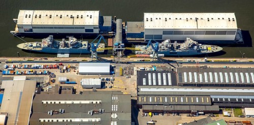 Warships in Hamburg harbour, Destroyer, Hamburg harbour, Elbe, Hamburg, Free and Hanseatic City of