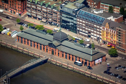Historic fish auction hall, Hamburg harbour, Elbe, Hamburg, Free and Hanseatic City of Hamburg,