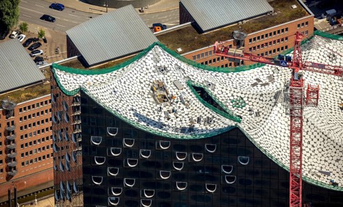 Roof construction of the Elbphilharmony, concert hall in the HafenCity in Hamburg, Elbphilharmonie