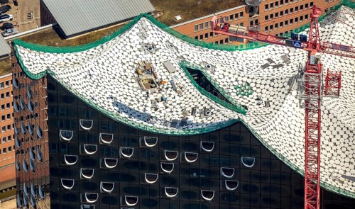 Roof construction of the Elbphilharmony, concert hall in the HafenCity in Hamburg, Elbphilharmonie