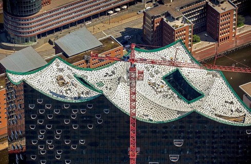 Roof construction of the Elbphilharmony, concert hall in the HafenCity in Hamburg, Elbphilharmonie