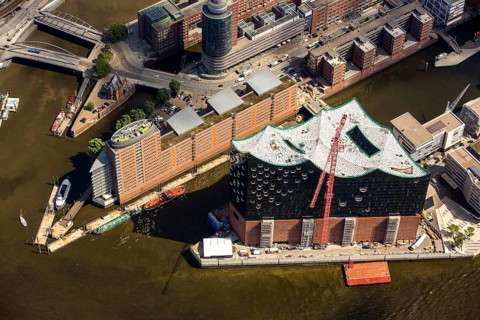 Roof construction of the Elbphilharmony, concert hall in the HafenCity in Hamburg, Elbphilharmonie
