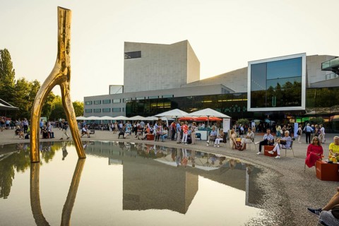 Festival Hall, sunset, Bregenz, Lake Constance, Vorarlberg, Austria