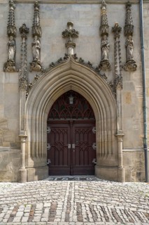 Entrance, Holy Trinity, City Church, Bayreuth, Upper Franconia, Franconia, Bavaria, Germany