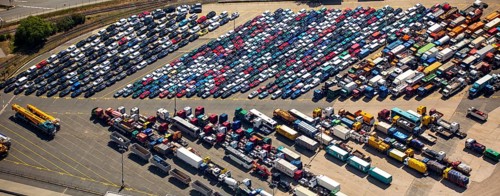 Used car loading at Hansahafen, Unikai in Hamburg harbour, Hamburg harbour, Elbe, Hamburg, Free and