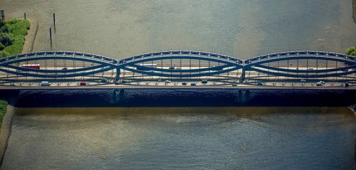 Steel construction of the Free Harbour Elbe Bridge over the Norderelbe, Hamburg Harbour, Elbe,