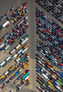 Used car loading at Hansahafen, Unikai in Hamburg harbour, Hamburg harbour, Elbe, Hamburg, Free and