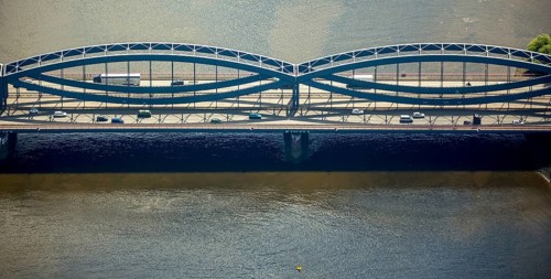Steel construction of the Free Harbour Elbe Bridge over the Norderelbe, Hamburg Harbour, Elbe,