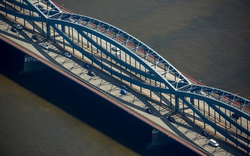 Steel construction of the Free Harbour Elbe Bridge over the Norderelbe, Hamburg Harbour, Elbe,
