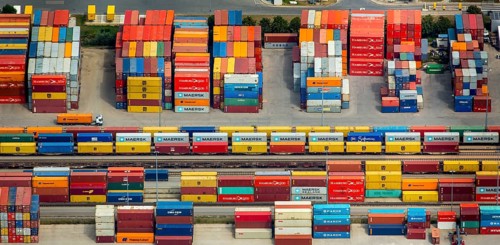 Container terminal Regensburg, transhipment station Regensburg, container gantry cranes, logistics,
