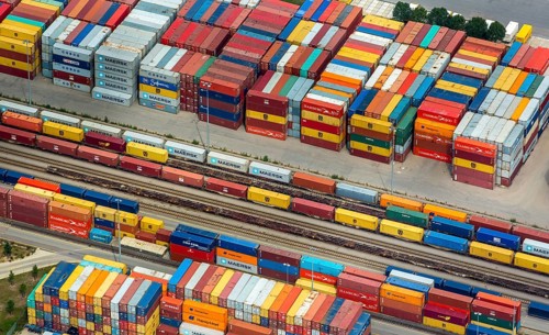 Container terminal Regensburg, transhipment station Regensburg, container gantry cranes, logistics,