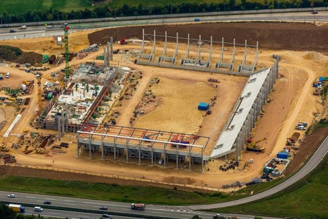 Arena Regensburg under construction, as of July 2014, Regensburg, independent city in Eastern