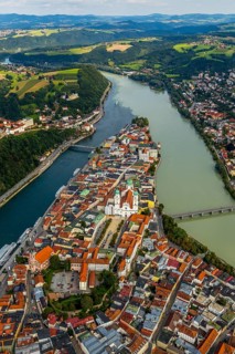 Old town of Passau with St Stephen's Cathedral on the cathedral square as the seat of the Bishop of