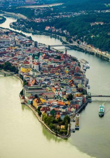Old town of Passau with St Stephen's Cathedral on the cathedral square as the seat of the Bishop of