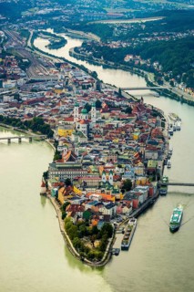 Old town of Passau with St Stephen's Cathedral on the cathedral square as the seat of the Bishop of