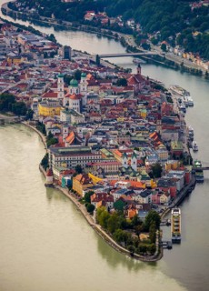 Old town of Passau with St Stephen's Cathedral on the cathedral square as the seat of the Bishop of