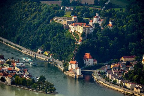Veste Oberhaus, confluence of the three rivers Danube, Inn and Ilz, municipality of Freinberg,