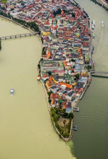 Old town of Passau with St Stephen's Cathedral on the cathedral square as the seat of the Bishop of