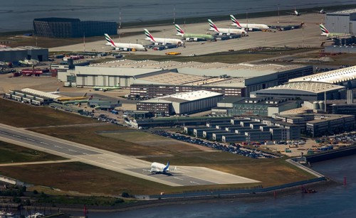 Beluga transport aircraft taking off, Finkenwerder Airport, Finkenwerder Airport, Hamburg, Free and