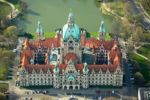 New Town Hall, Hanover's landmark, Wilhelminian, castle-like magnificent building in eclectic