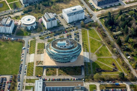 Office tower Heise headquarters in Hanover in spherical shape, Heise Medien GmbH & Co KG, Heise