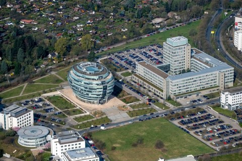 Office tower Heise headquarters in Hanover in spherical shape, Heise Medien GmbH & Co KG, Heise