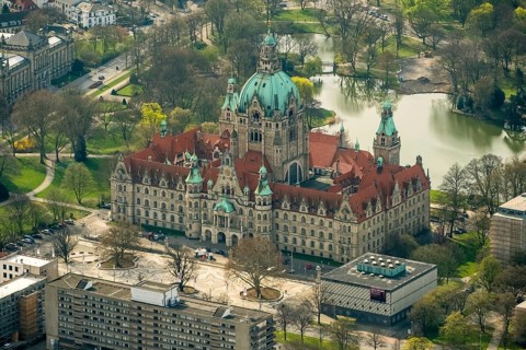 New Town Hall, Hanover's landmark, Wilhelminian, castle-like magnificent building in eclectic