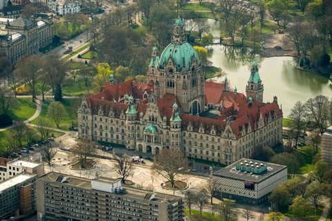 New Town Hall, Hanover's landmark, Wilhelminian, castle-like magnificent building in eclectic