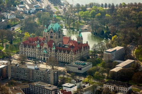 New Town Hall, Hanover's landmark, Wilhelminian, castle-like magnificent building in eclectic