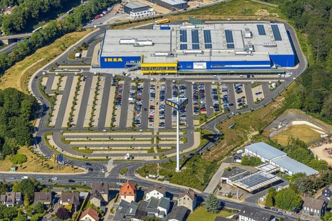 Aerial view, IKEA store Wuppertal, Nächstebreck, Wuppertal, Ruhr area, North Rhine-Westphalia,
