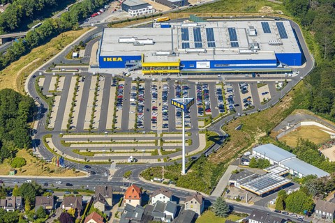 Aerial view, IKEA store Wuppertal, Nächstebreck, Wuppertal, Ruhr area, North Rhine-Westphalia,
