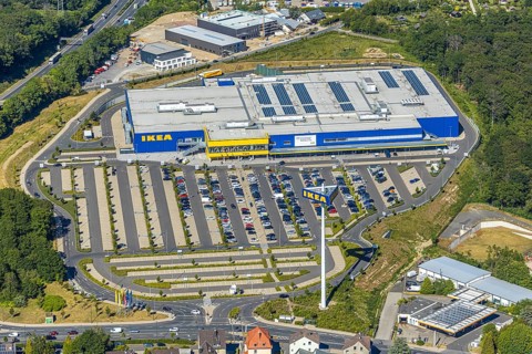 Aerial view, IKEA store Wuppertal, Nächstebreck, Wuppertal, Ruhr area, North Rhine-Westphalia,