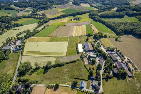 Aerial view, riding centre Oberste-Lehn, Gennebreck, Sprockhövel, Ruhr area, North
