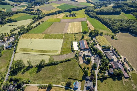 Aerial view, riding centre Oberste-Lehn, Gennebreck, Sprockhövel, Ruhr area, North