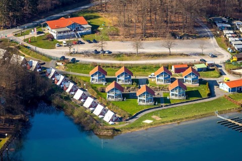 Aerial photo, Nordic holiday park, Sailpoint, fishing boat rental, mosaic outdoor centre, Sorpesee,