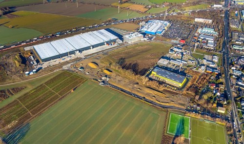 Aerial view, Woolworth builds new headquarters in the intermunicipal industrial estate Unna/Kamen,