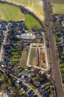 Aerial view, Drücke Garten-Zentrum Unna, construction area residential buildings, former sports