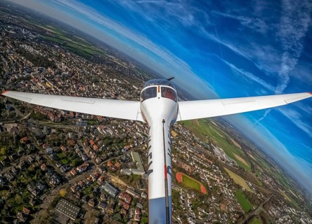 Aerial view, flight over Unna by motor glider, city centre Unna, touring motor glider Hoffmann