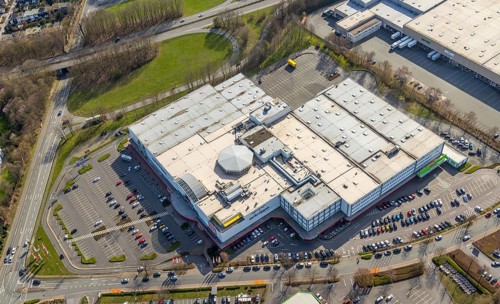 Aerial view, furniture centre with empty parking spaces, Zurbrüggen Wohn-Zentrum Unna, Unna, Ruhr