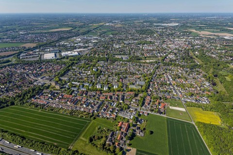 Aerial view, townscape, old town, protestant town church, Unna, Ruhr area, North Rhine-Westphalia,
