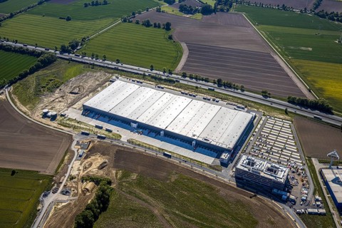 Aerial view, new Woolworth headquarters and logistics centre, Unna Kamen industrial estate, Unna,