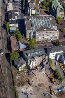 Aerial view, Unna city administration, Bremme mill demolition for new construction site shopping